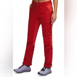 Abisko Lite Trekking Trousers Womens. Rowan red. Size 38 and us 29”.